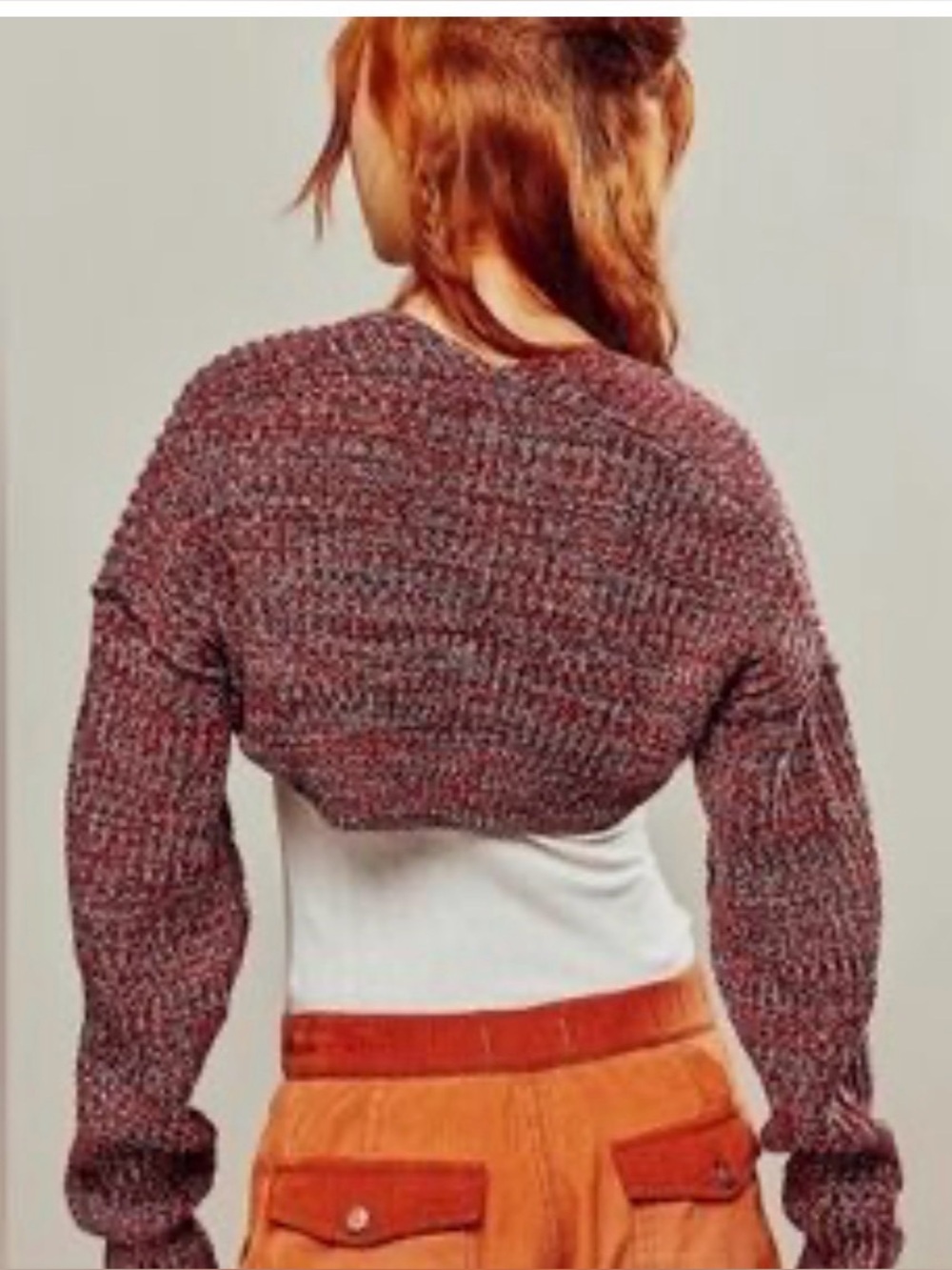 Free People Iris Shrug Cinnamon Wine colorway Cropped bolero.